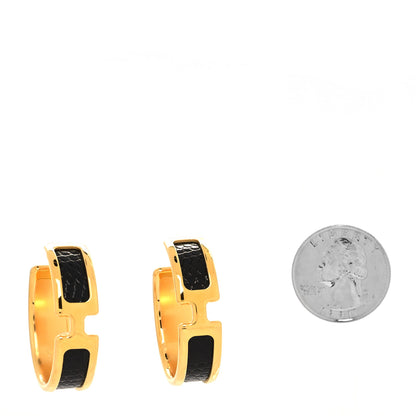 Hermes Lizard Olympe Earrings Black 2 of 4