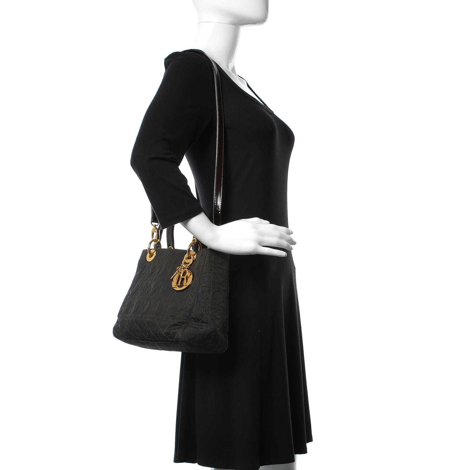 Christian Dior Nylon Cannage Medium Lady Dior Marron Fonce 2 of 10