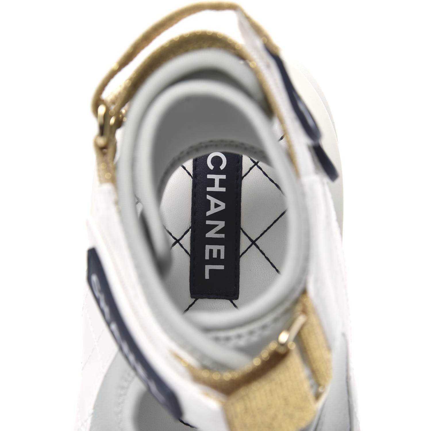 Chanel Goatskin Fabric Gladiator Sandals 37.5 Grey Navy Blue 6 of 8