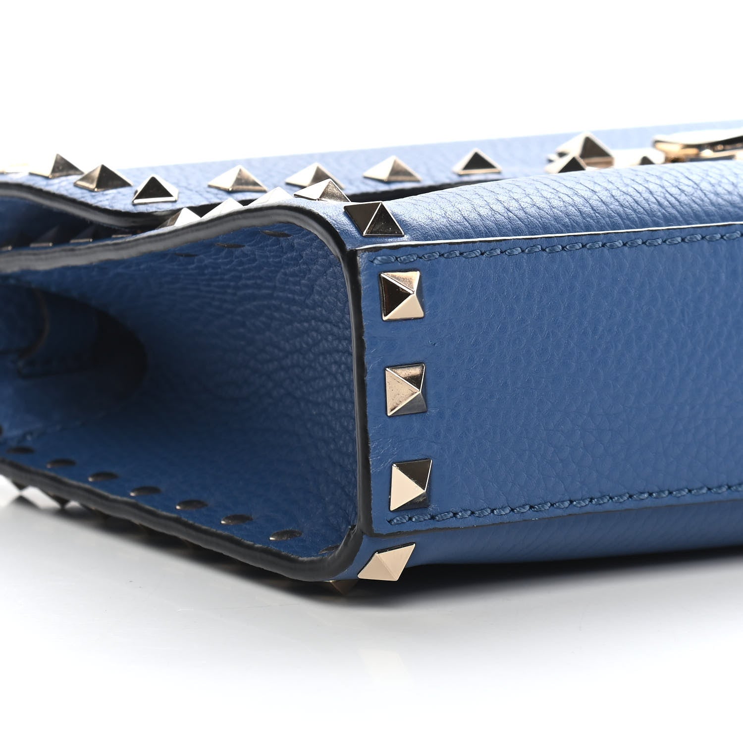 Valentino Garavani Pebbled Calfskin Medium Rockstud Flip Lock Crossbody Bag Baltique 8 of 9
