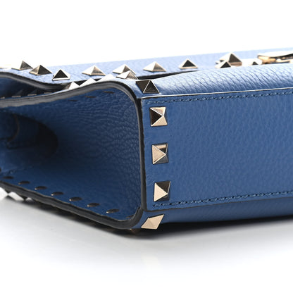 Valentino Garavani Pebbled Calfskin Medium Rockstud Flip Lock Crossbody Bag Baltique 8 of 9