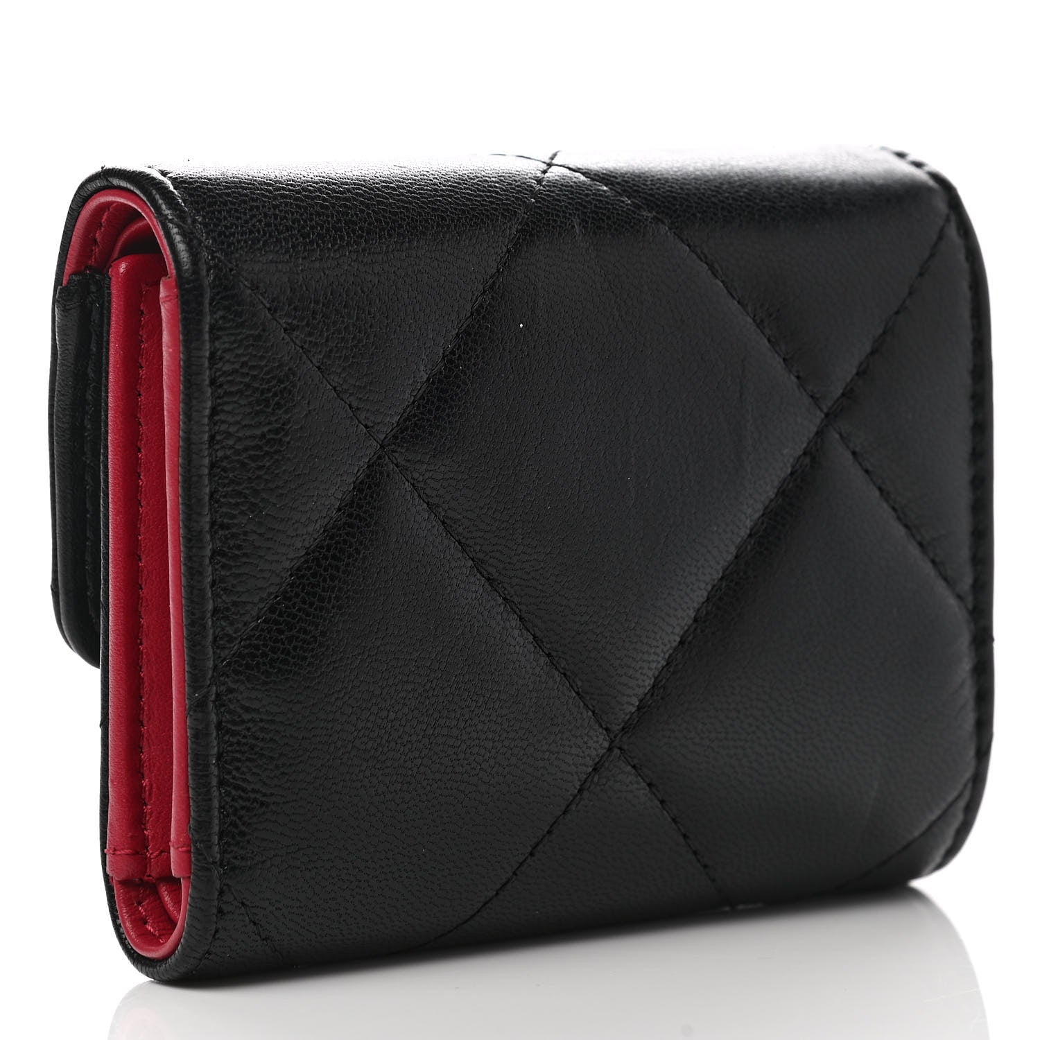 Chanel Lambskin Quilted Chanel 19 Small Flap Wallet Black 3 of 8