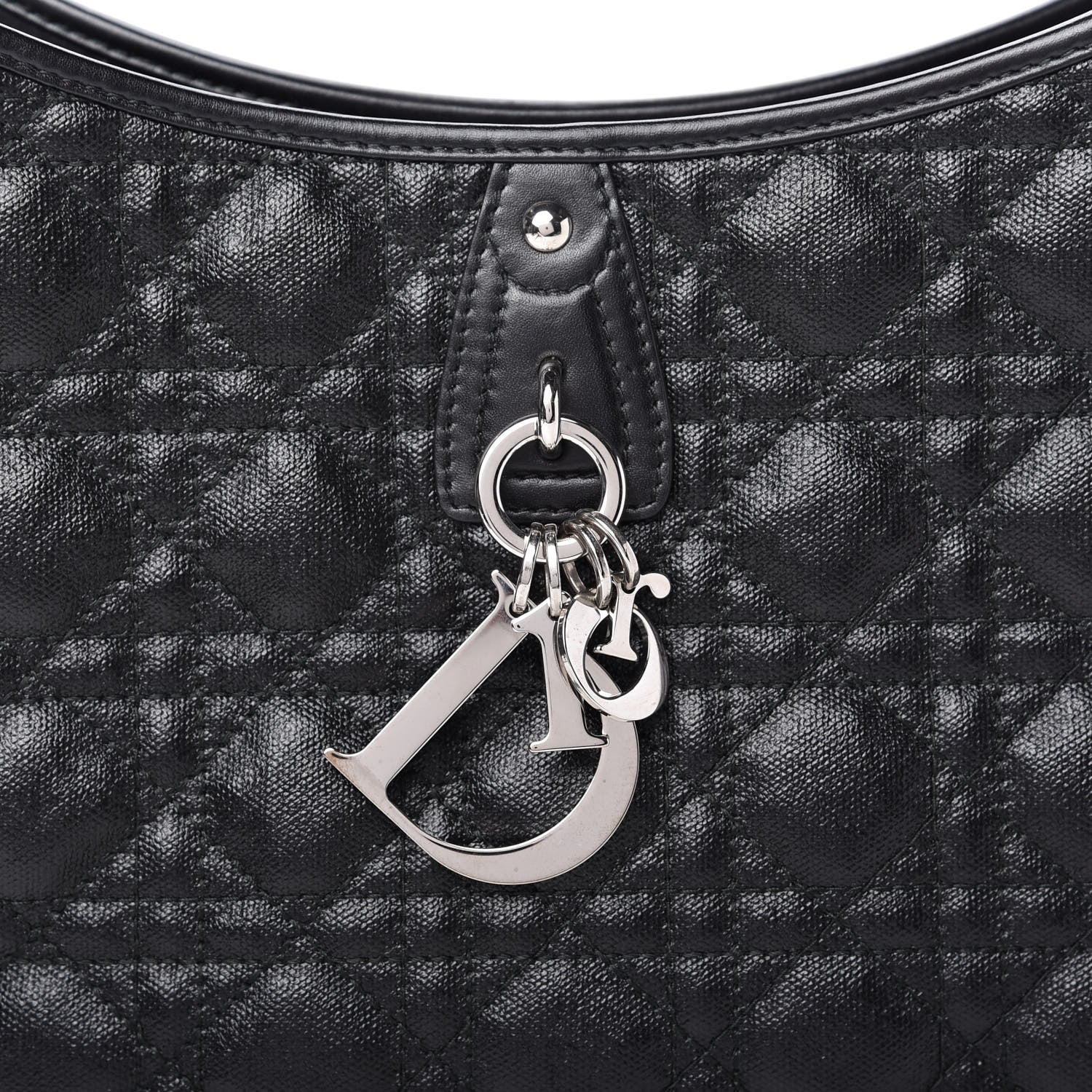 Christian Dior Coated Canvas Cannage Crossbody Bag Black 10 of 10