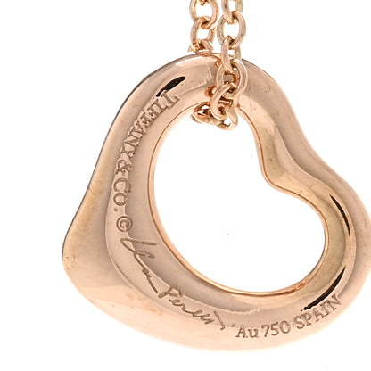 Tiffany 18K Rose Gold Diamond 11mm Elsa Peretti Open Heart Pendant Necklace 4 of 4