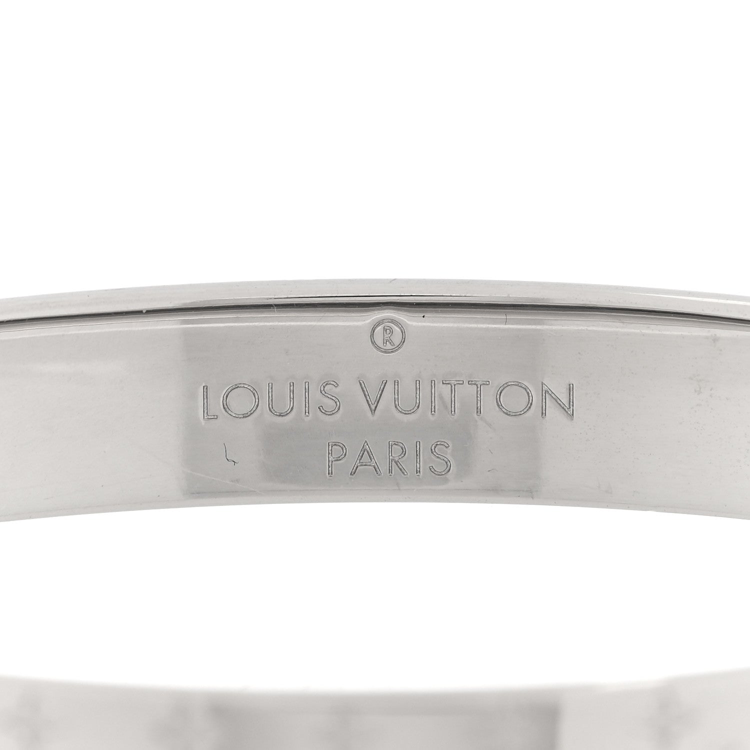 Louis Vuitton Brass Palladium Plated Nanogram Cuff S Silver 4 of 4