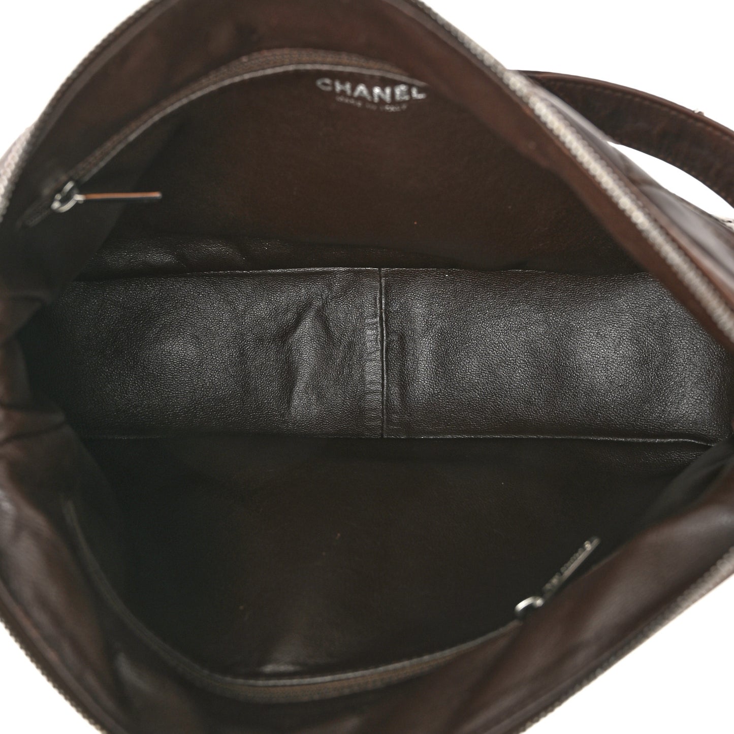Calfskin Quilted CC Shoulder Bag Dark Brown