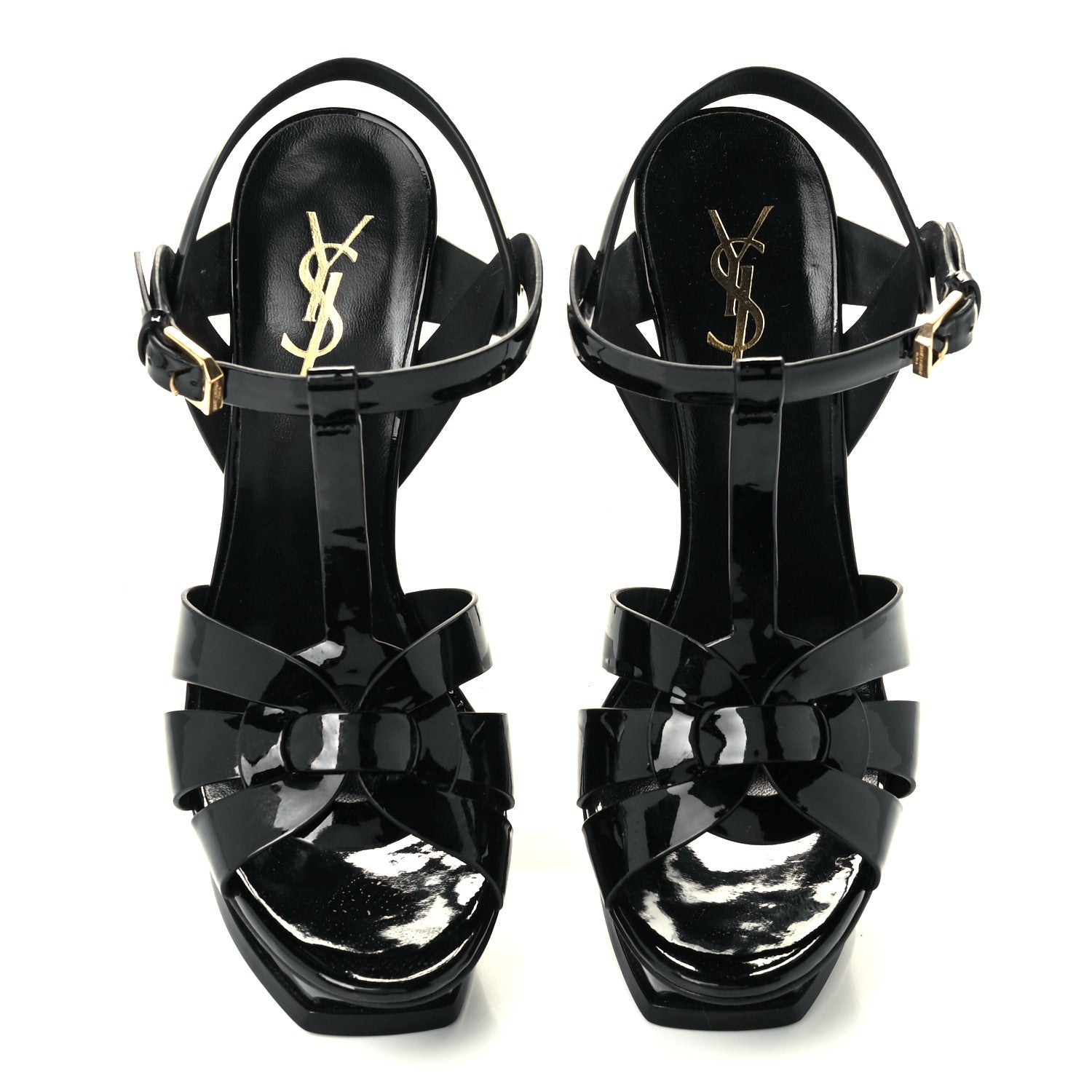 Saint Laurent Patent Tribute 105 Platform Sandals 38.5 Black 4 of 9