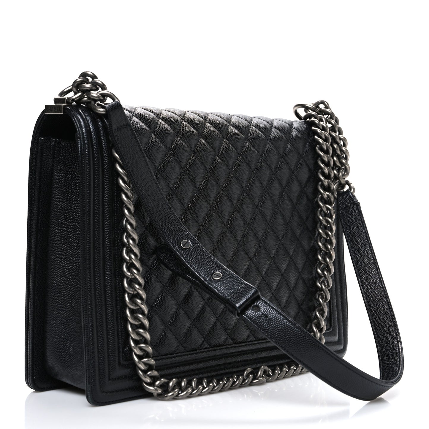 Caviar Quilted Large Boy Flap Black