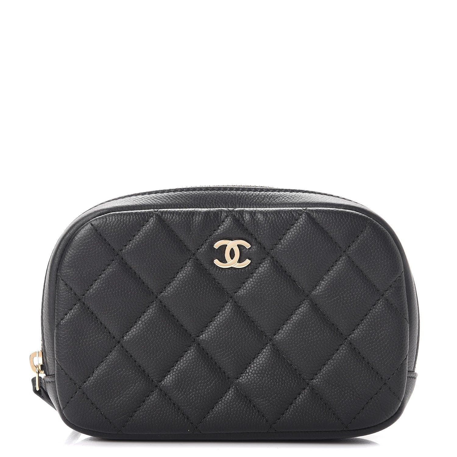 Chanel Caviar Quilted Small Curvy Pouch Cosmetic Case Black 1 of 8