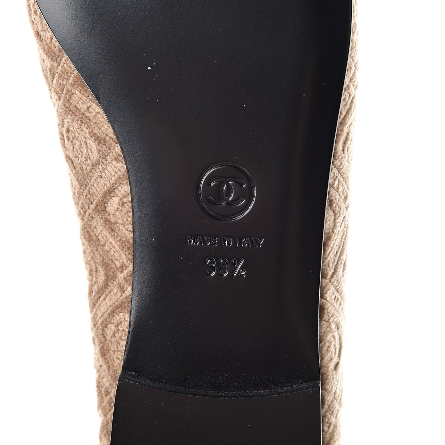 Velvet Grosgrain Cap Toe Ballerina Flats 39.5 Beige Black