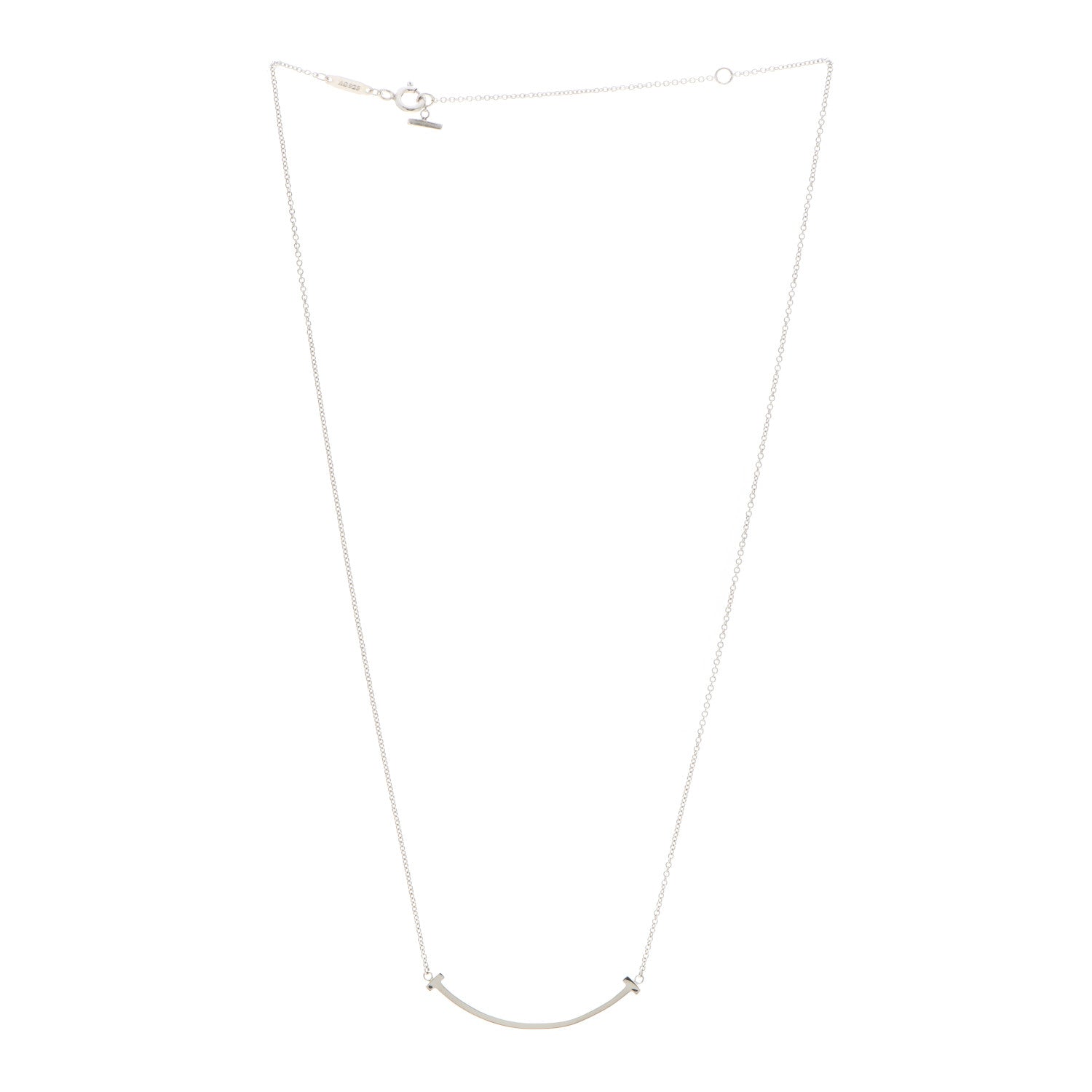Tiffany Sterling Silver Small T Smile Pendant Necklace 3 of 6