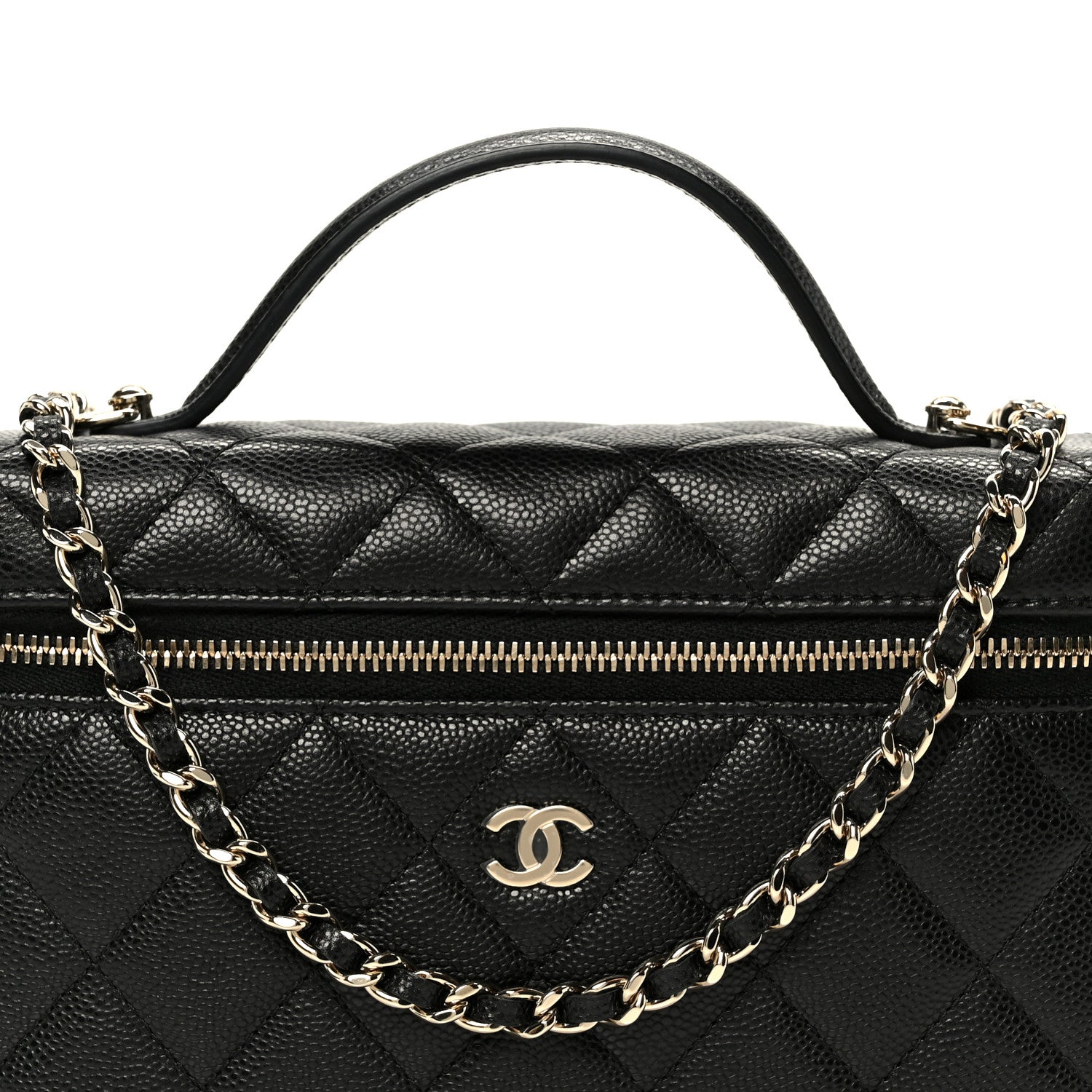 Chanel Caviar Quilted Top Handle Slim Vanity With Chain Black 8 of 11