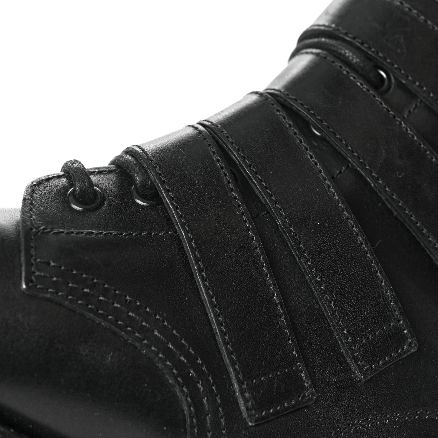 Smooth Calfskin Studded Strap Rangers Boots 36 Black