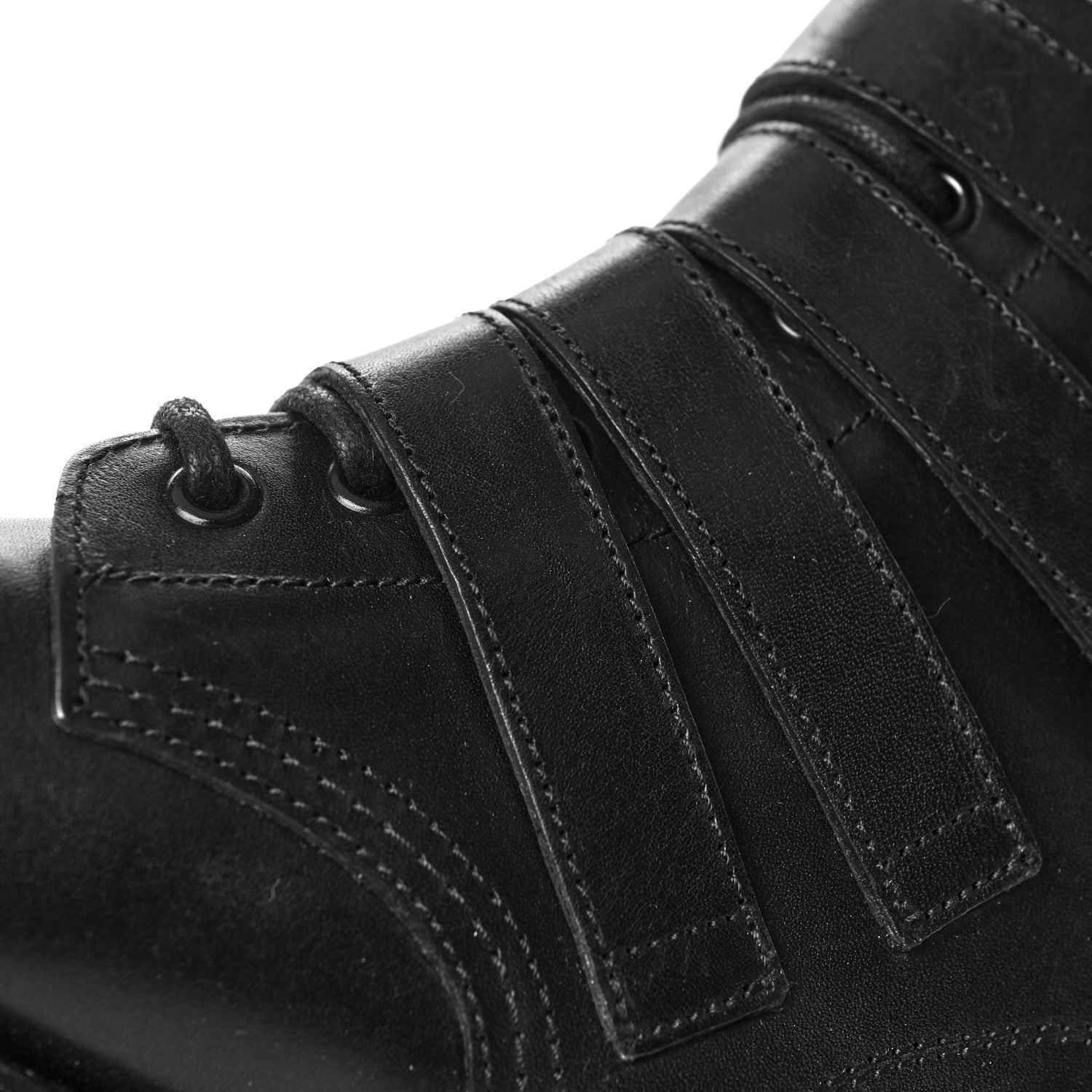 Saint Laurent Smooth Calfskin Studded Strap Rangers Boots 36 Black 16 of 20
