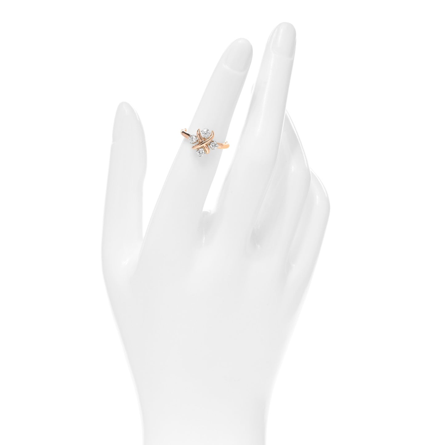 18K Rose Gold Platinum Diamond Schlumberger Lynn Ring 49 4.75