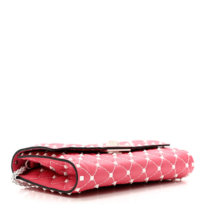 Valentino Garavani Lambskin Free Rockstud Spike Wallet On Chain Shadow Pink 4 of 8