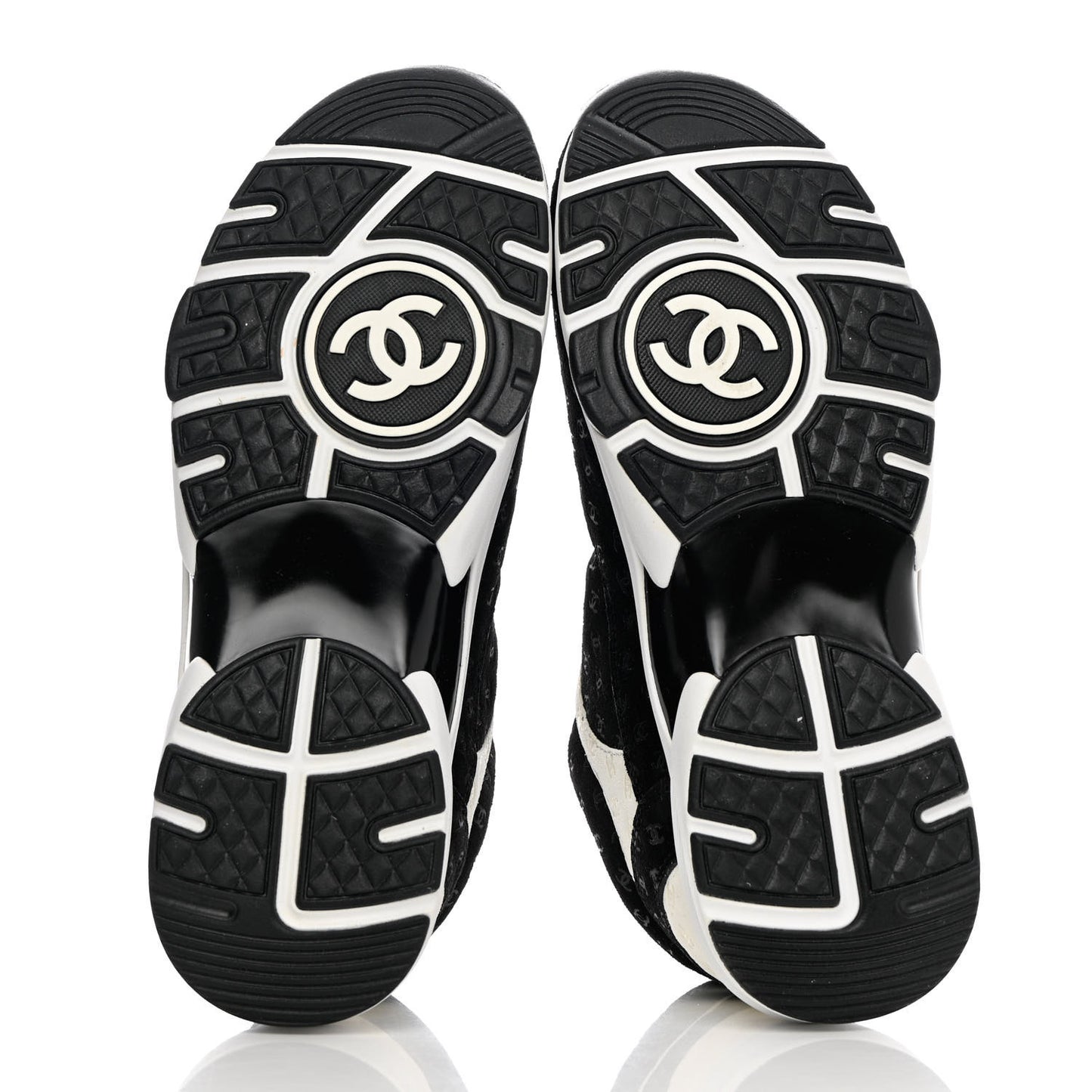 Nylon Suede Calfskin Printed CC Sneakers 39 White Black