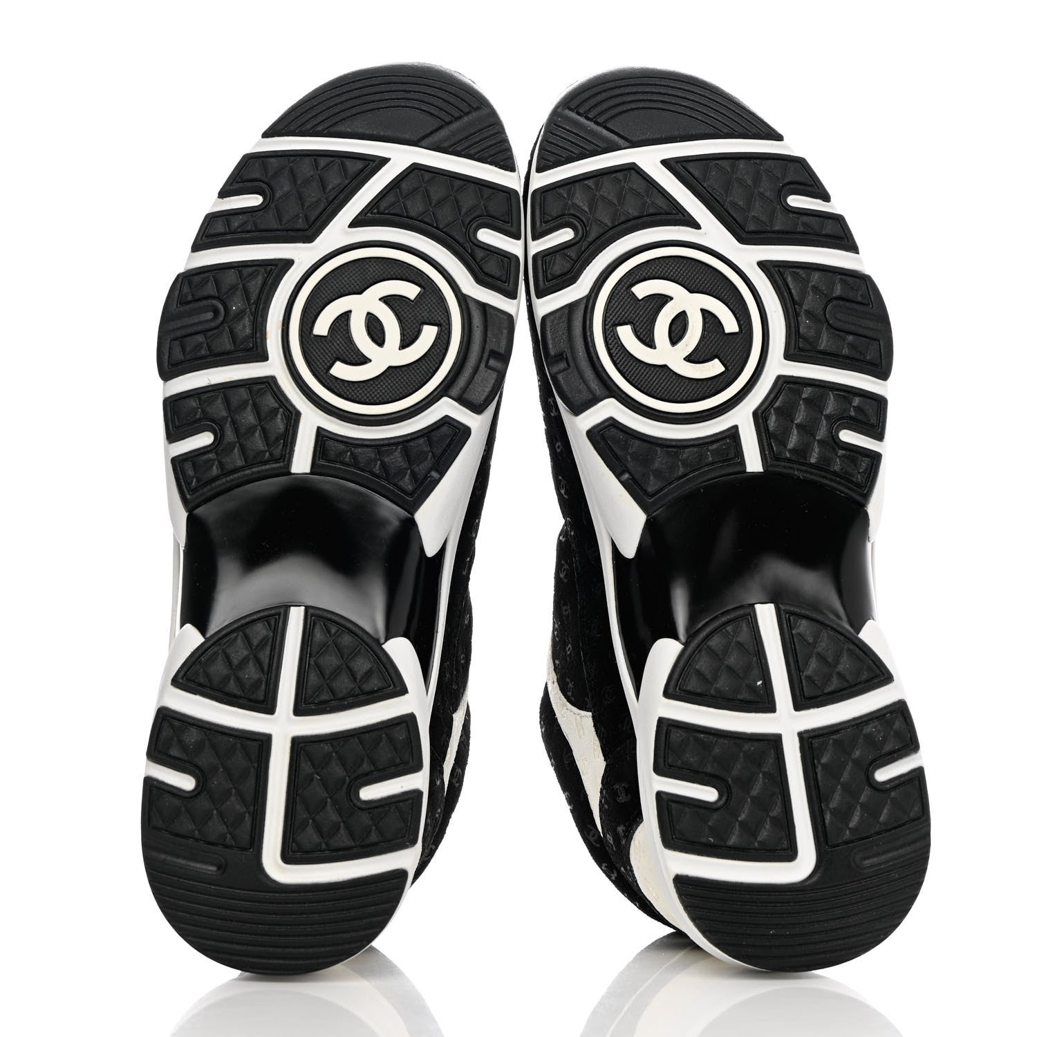 Chanel Nylon Suede Calfskin Printed CC Sneakers 39 White Black 5 of 11