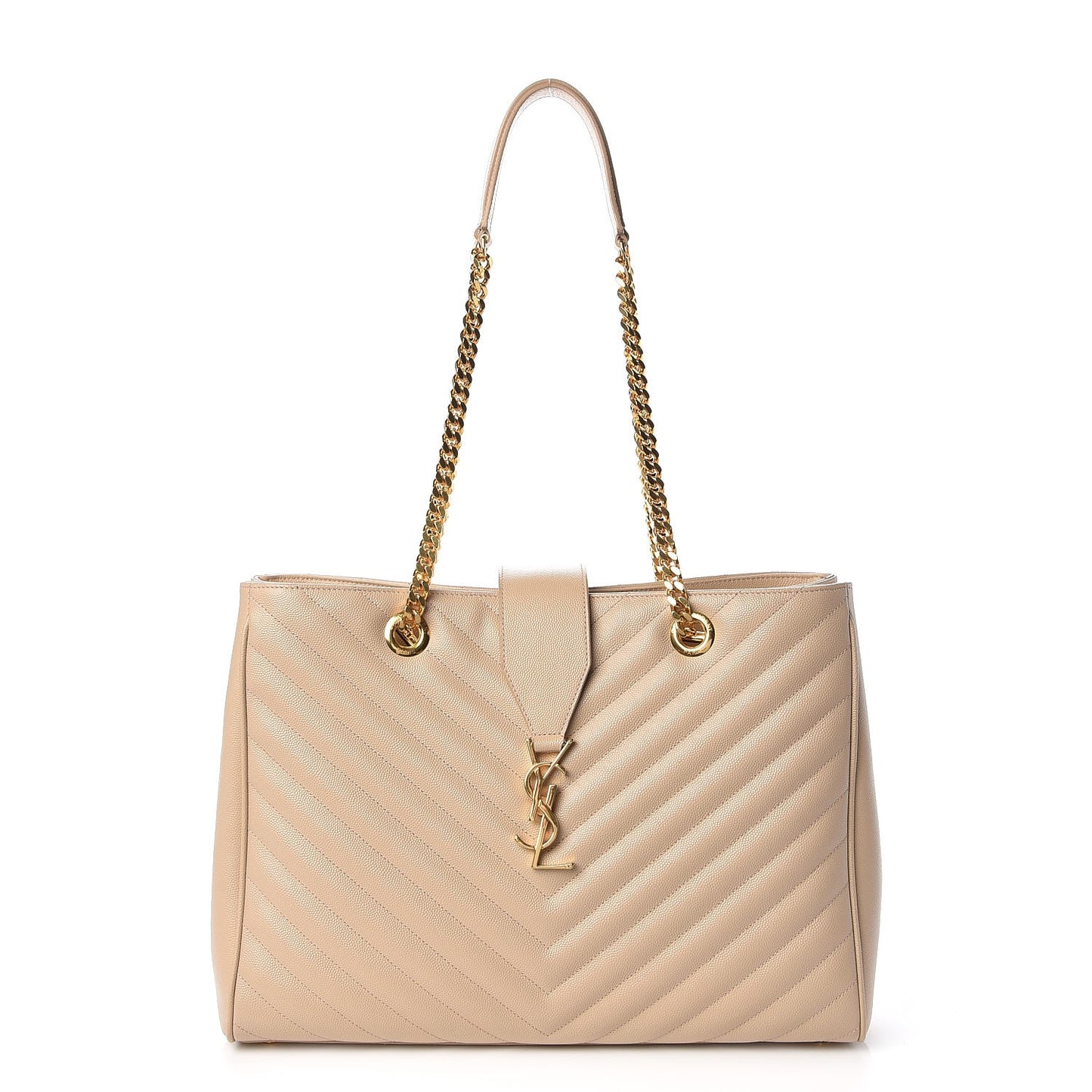 Grain De Poudre Matelasse Chevron Monogram Shopping Bag Nude Powder