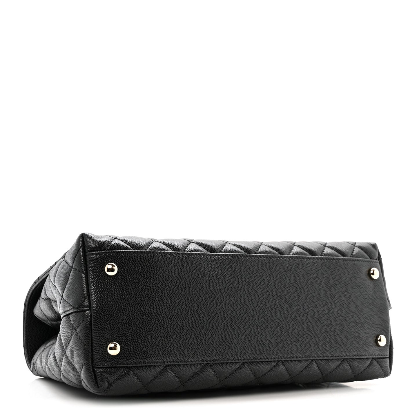 Caviar Lizard Embossed Quilted Small Coco Handle Flap Black