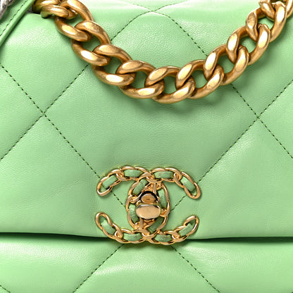Chanel Goatskin Quilted Medium Chanel 19 Flap Light Green 8 of 10