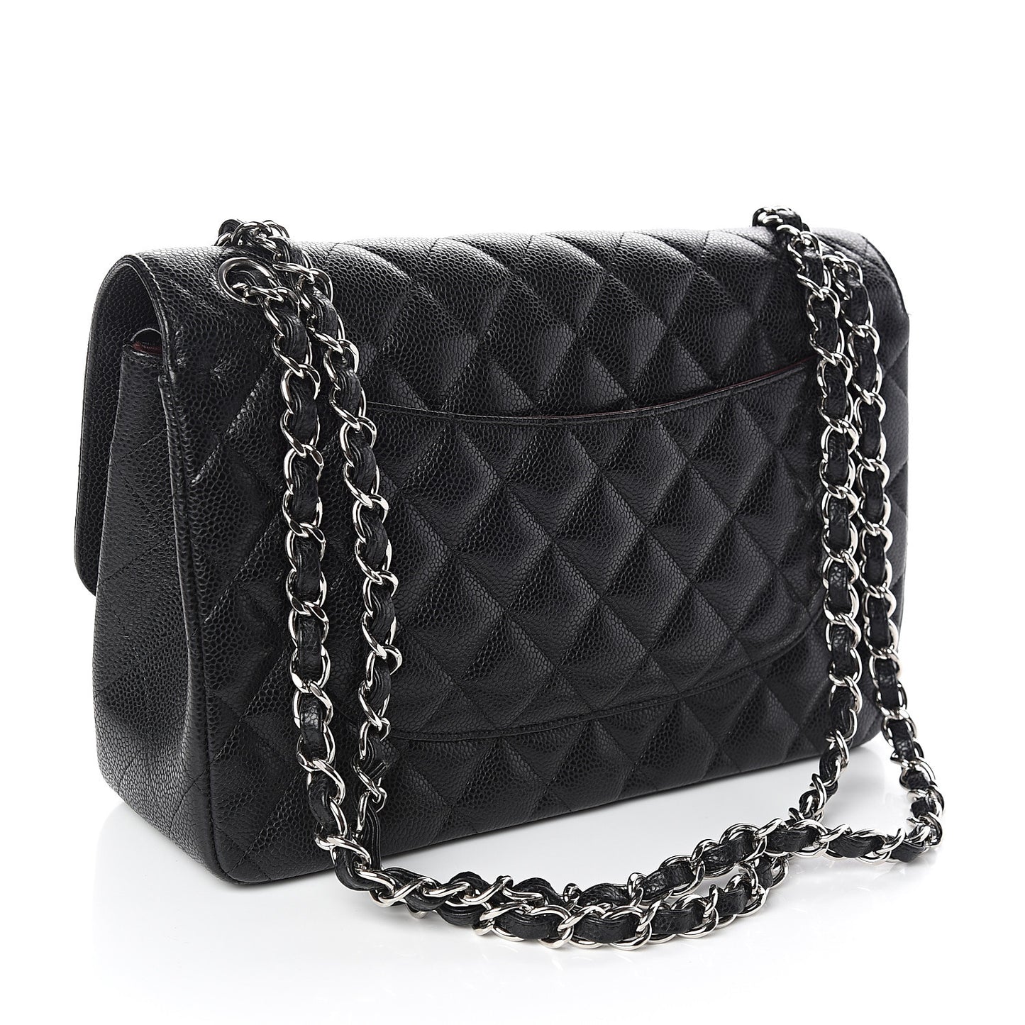 Caviar Quilted Jumbo Double Flap Black