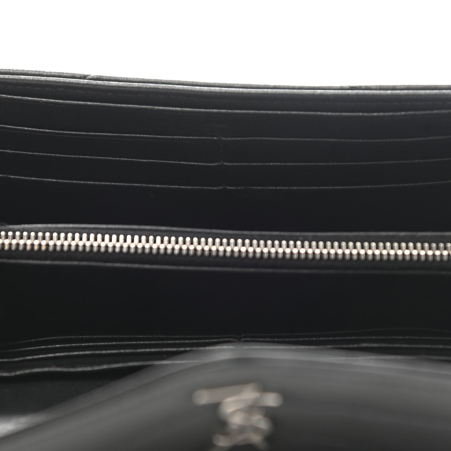 Lambskin Y Quilted Monogram Large Loulou Flap Wallet Black