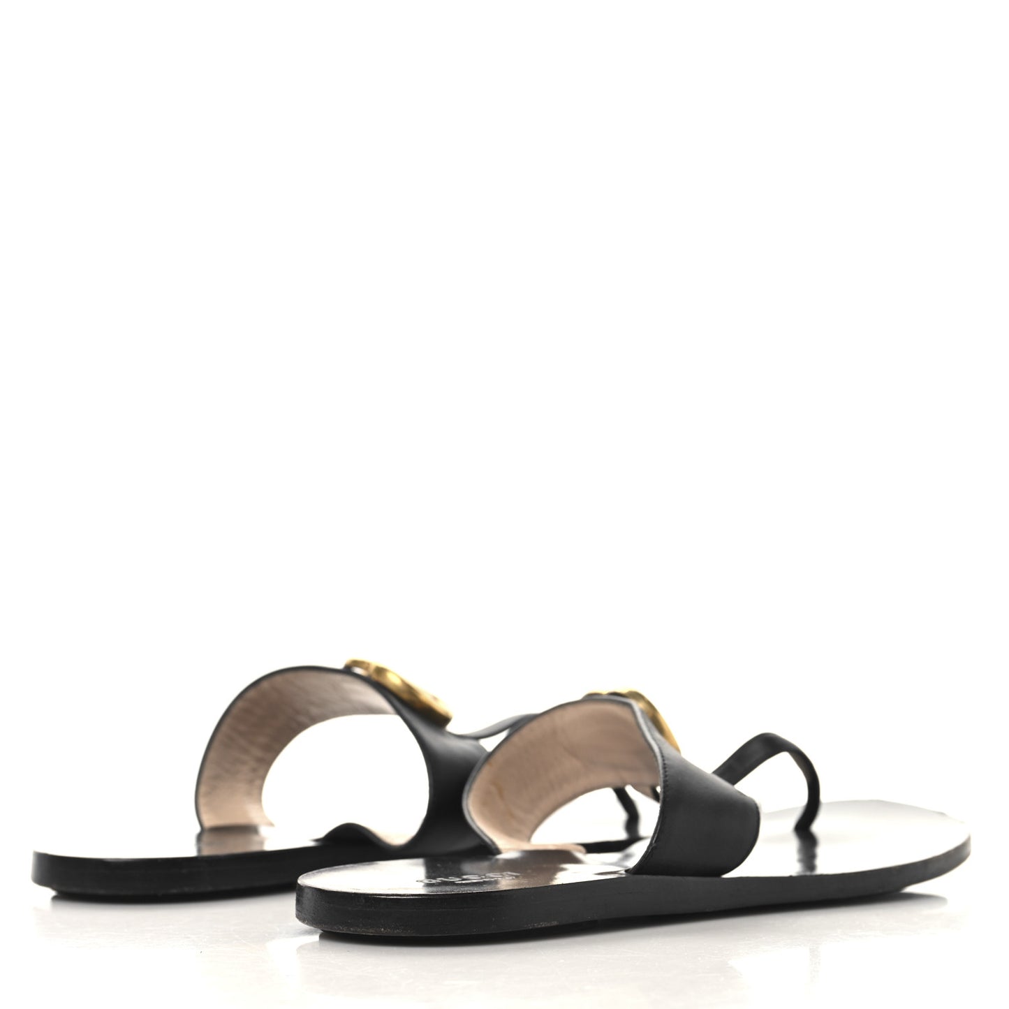 Calfskin GG Marmont Thong Sandals 38.5 Black