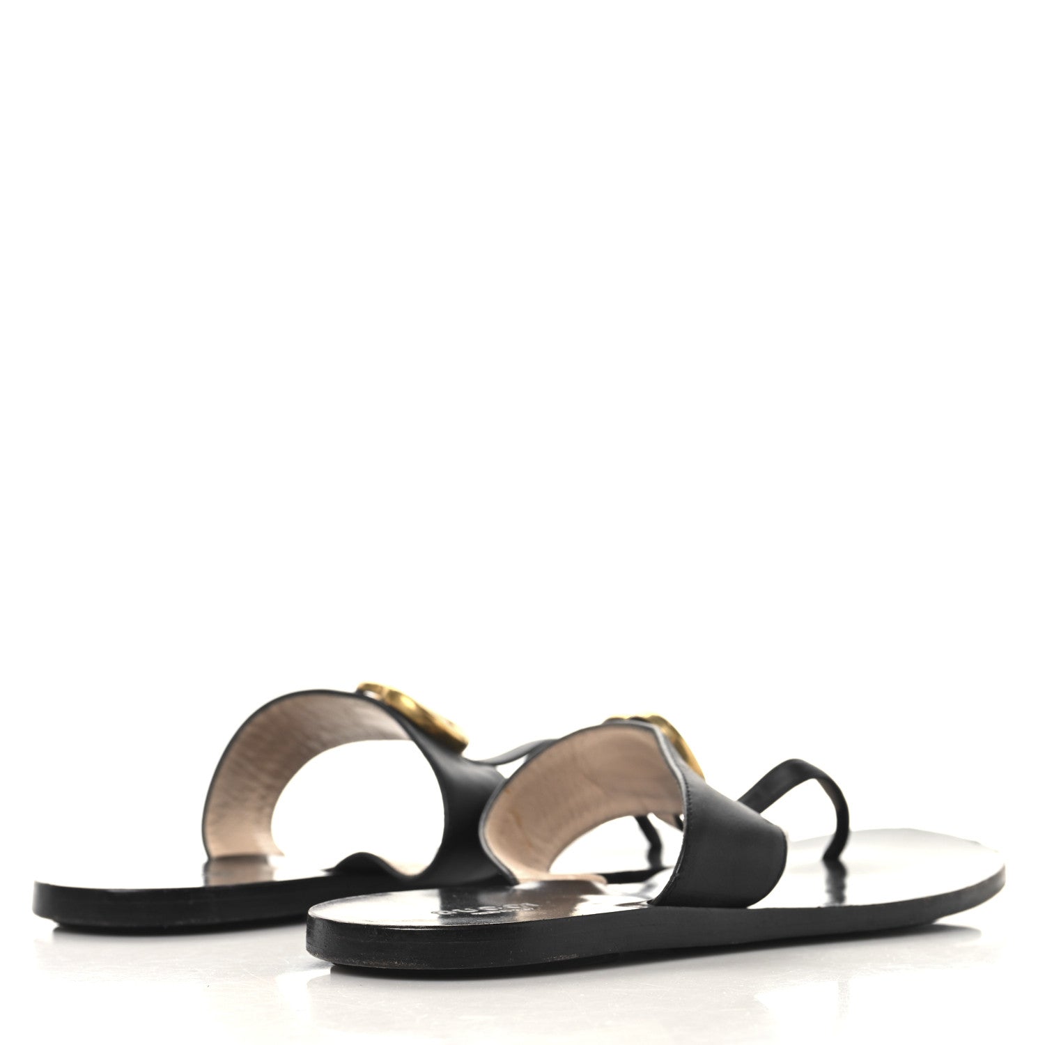 Gucci Calfskin GG Marmont Thong Sandals 38.5 Black 5 of 11