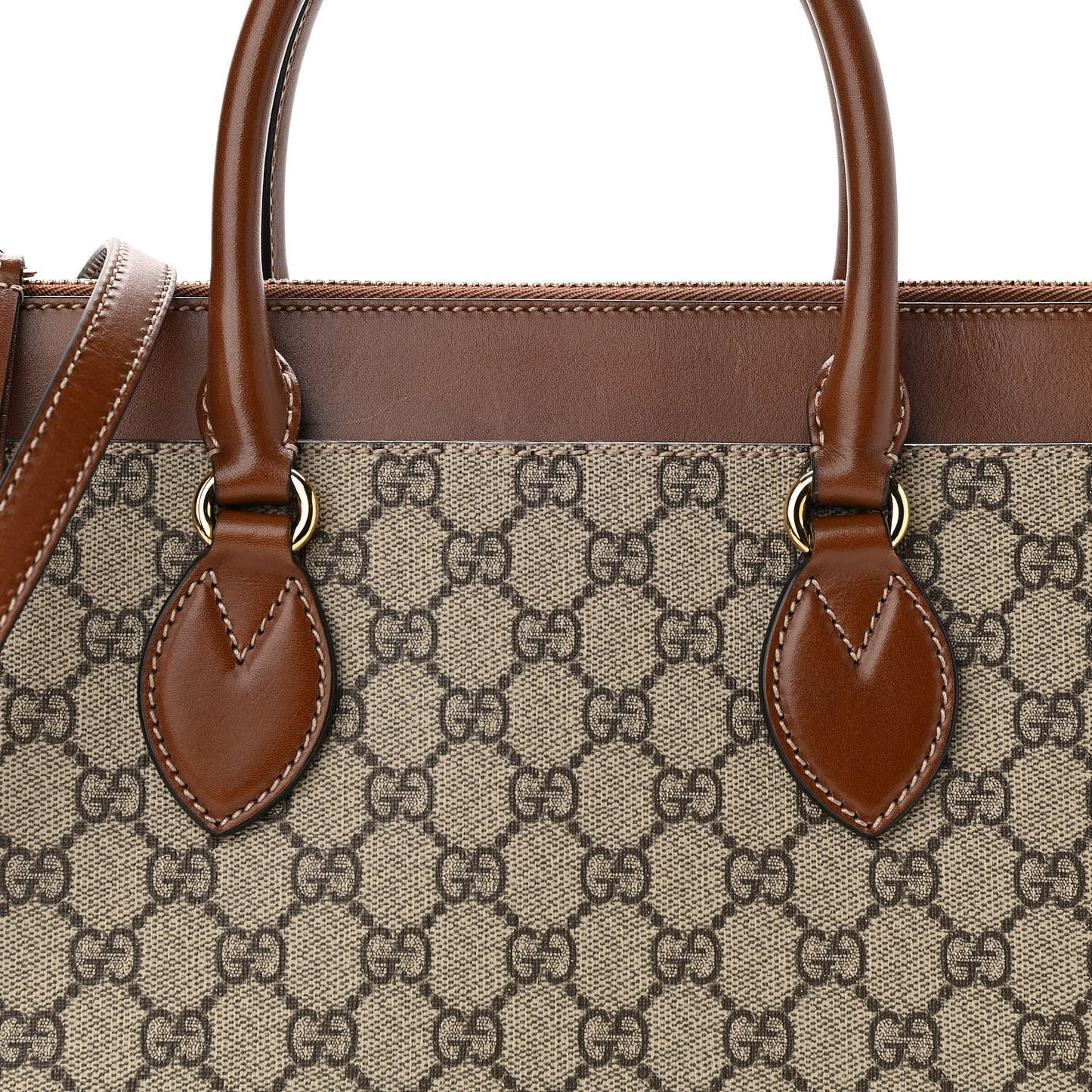 GG Supreme Monogram Small Zip Top Tote Beige Tuscany