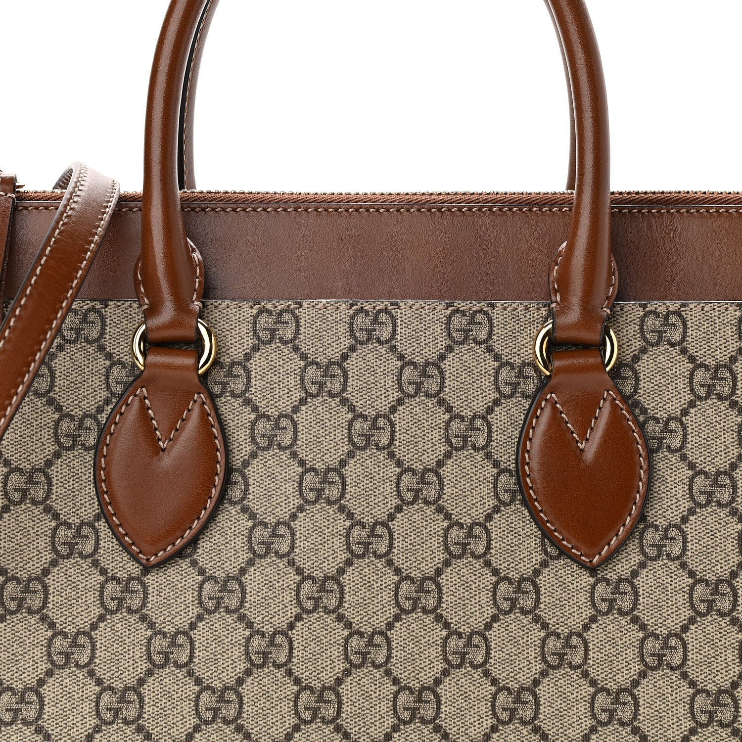 Gucci GG Supreme Monogram Small Zip Top Tote Beige Tuscany 9 of 15