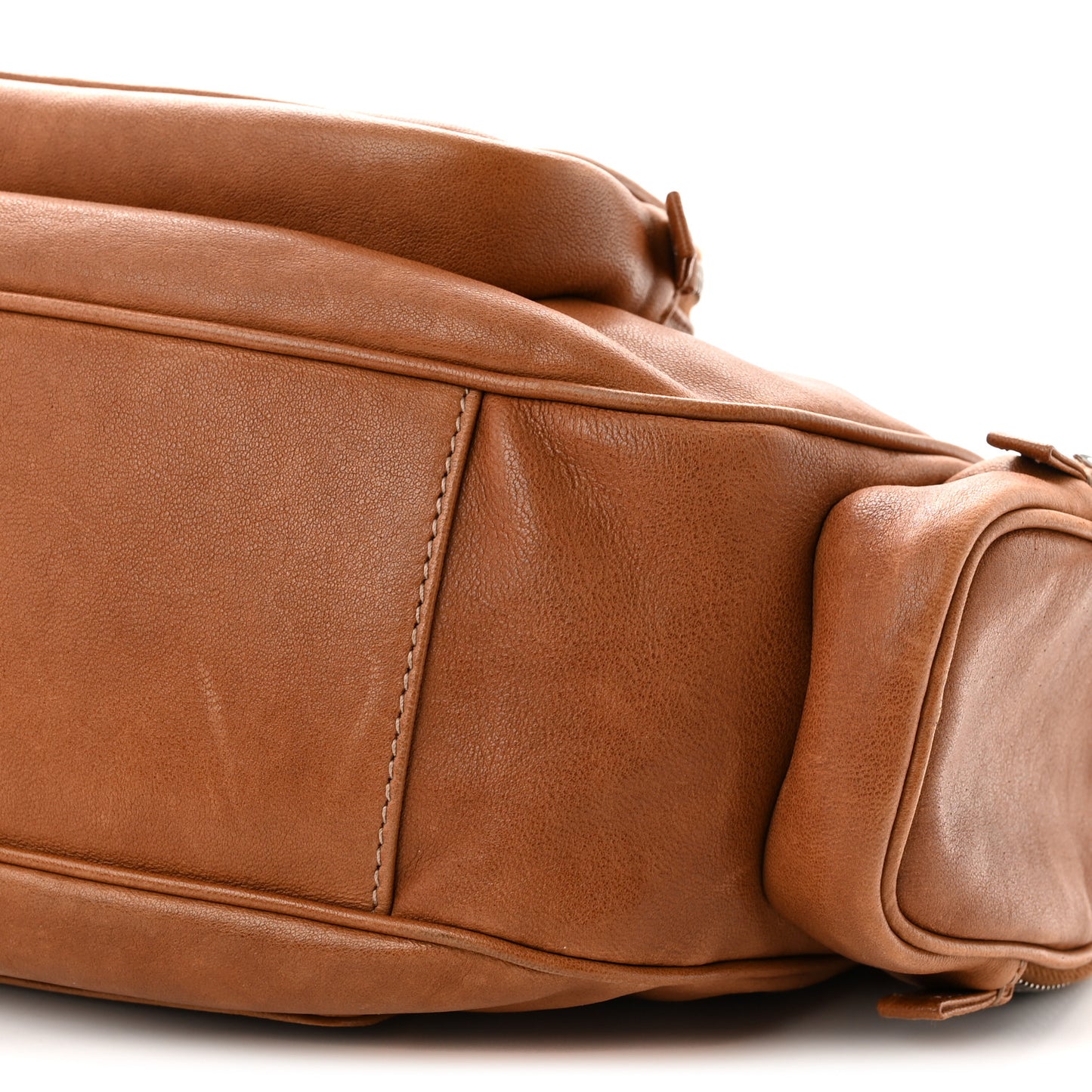 Nappa Pocket Top Handle Bag Caramel