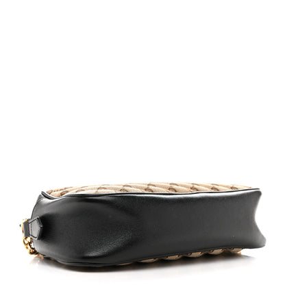 Gucci Monogram Matelasse Diagonal Small GG Marmont Chain Shoulder Bag Beige Black 4 of 13