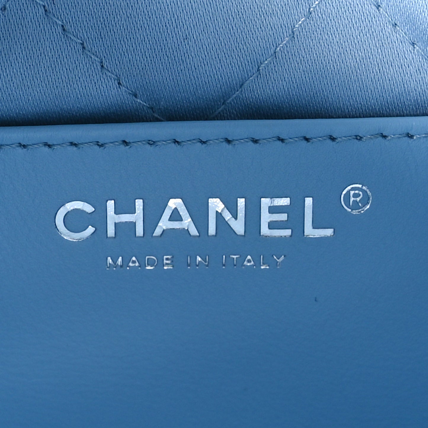 Shiny Calfskin Quilted Mini Chanel 22 Light Blue