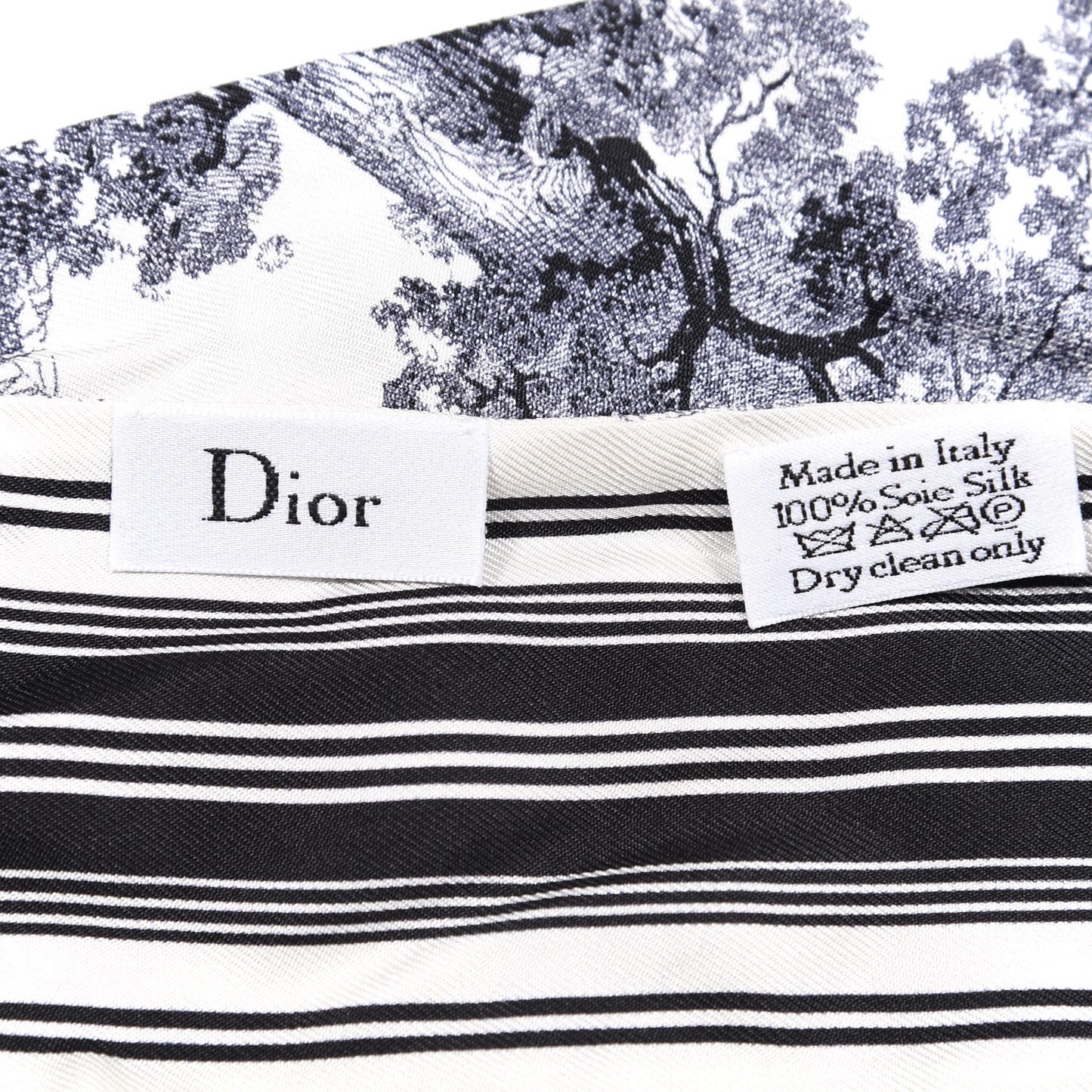 Silk Toile De Jouy Mitzah Scarf Navy Blue