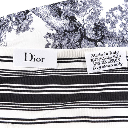 Christian Dior Silk Toile De Jouy Mitzah Scarf Navy Blue 2 of 5