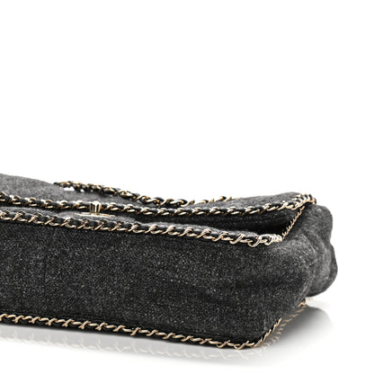 Chanel Wool Tweed Quilted Coco Neige Chain Around Flap Black 10 of 10
