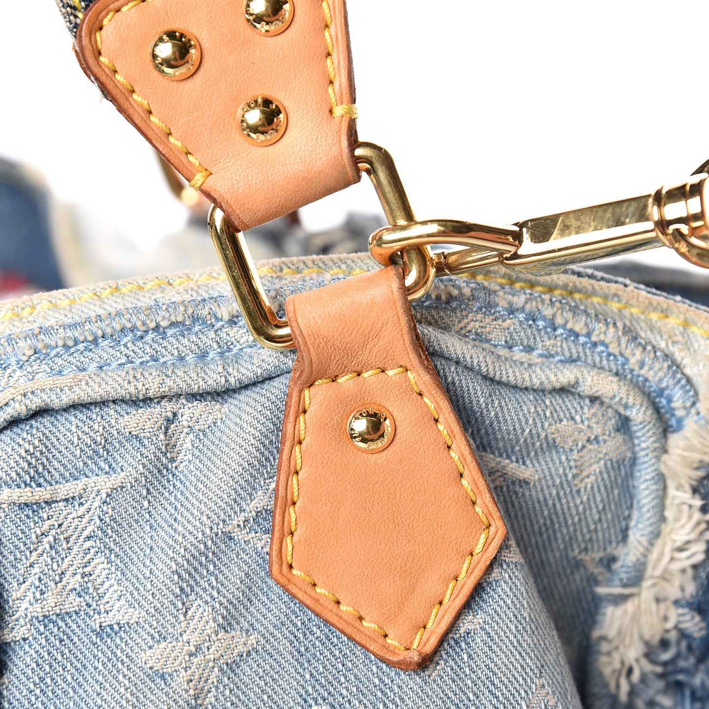 Denim Patchwork Cabby Tote Blue