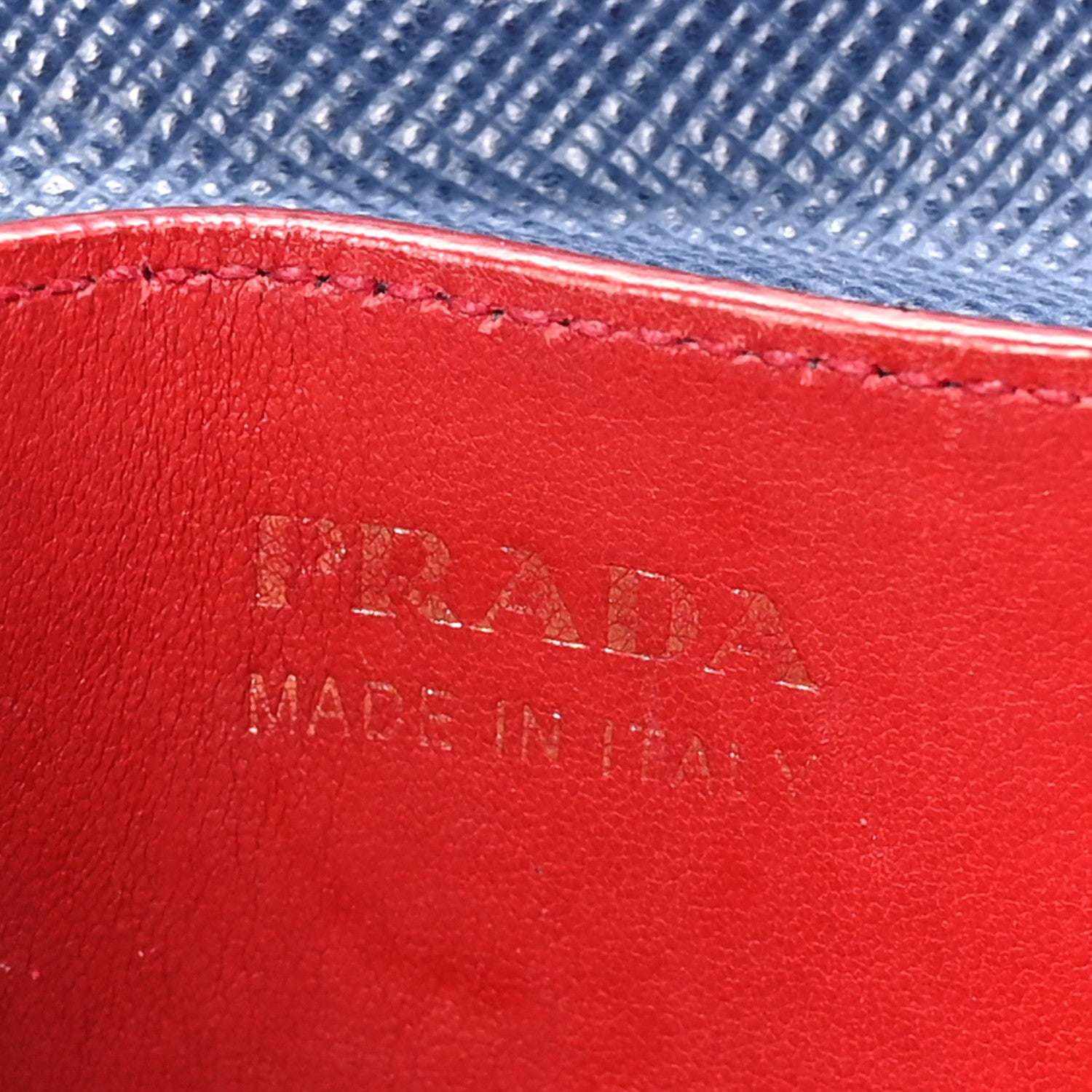 Prada Saffiano Cuir Medium Double Bag Bleuette Rosso 6 of 9