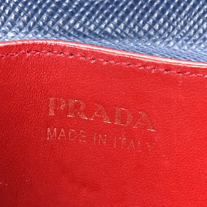 Prada Saffiano Cuir Medium Double Bag Bleuette Rosso 6 of 9