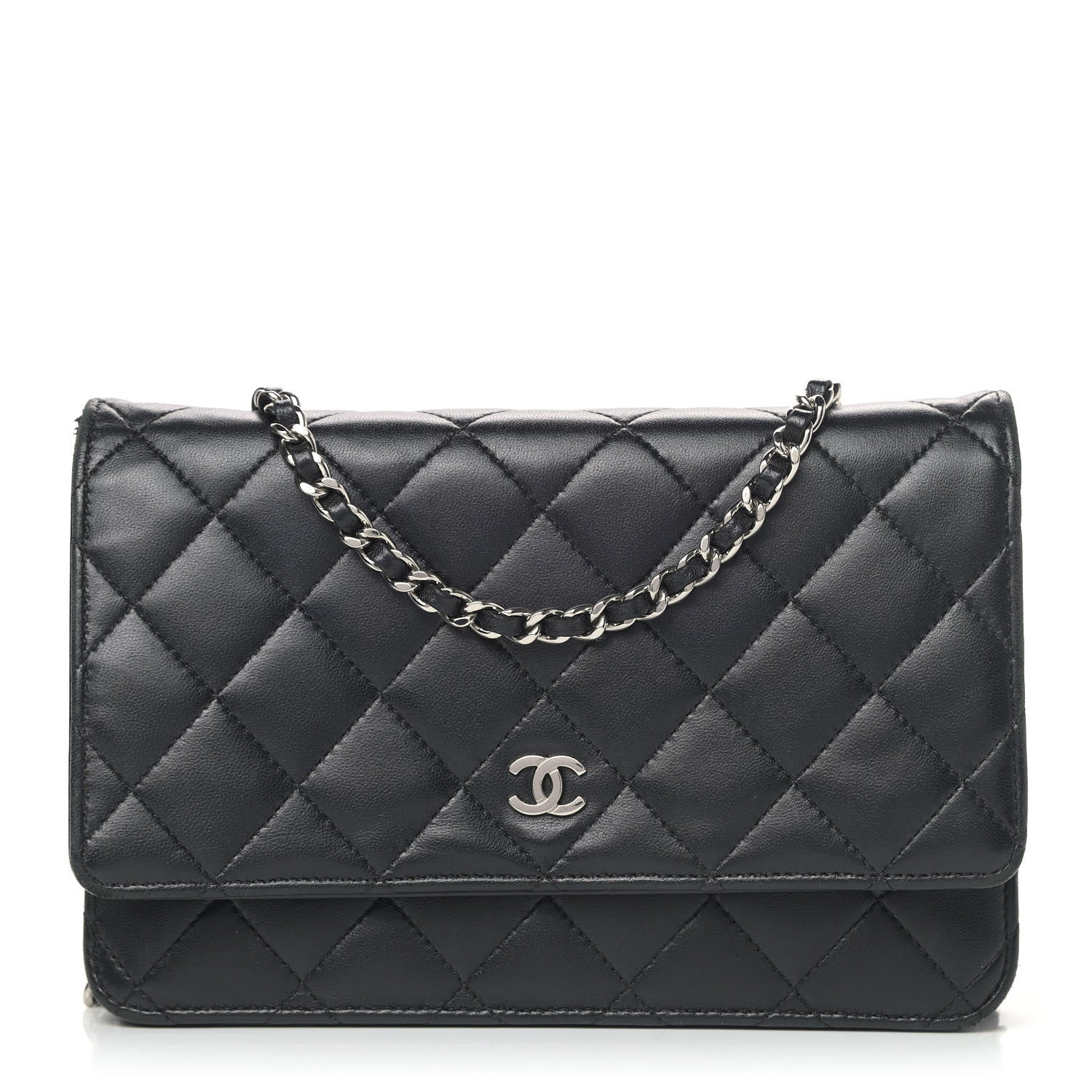 Chanel Lambskin Quilted Wallet On Chain WOC Black 1 of 5