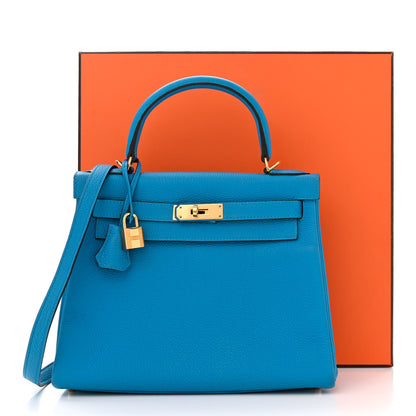Hermes Togo Kelly Retourne 28 Bleu Zanzibar 11 of 11