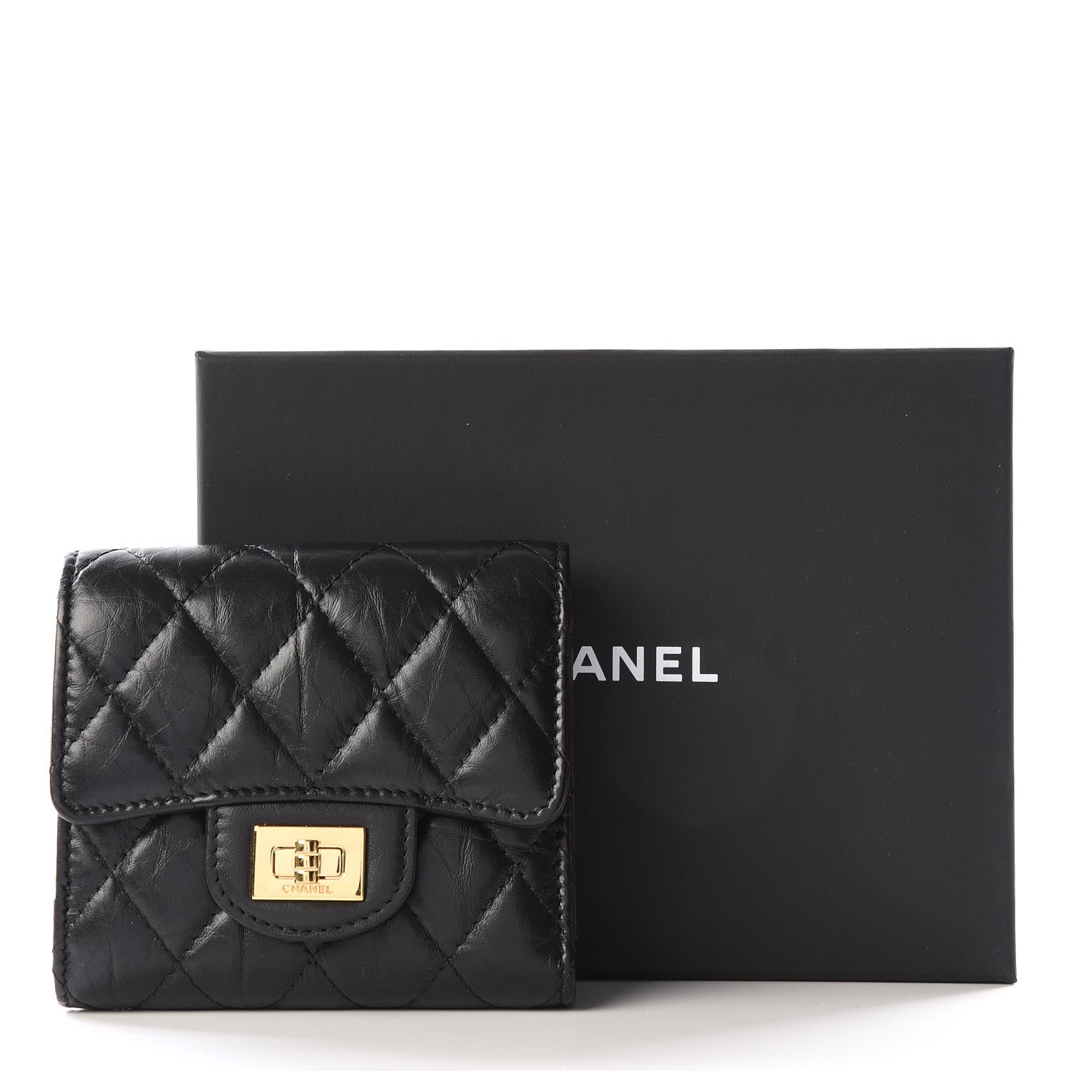 Chanel Aged Calfskin Quilted Reissue Compact Wallet Black 10 of 10