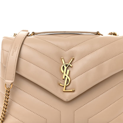Saint Laurent Calfskin Y Quilted Monogram Small Loulou Chain Satchel Dark Beige 8 of 11