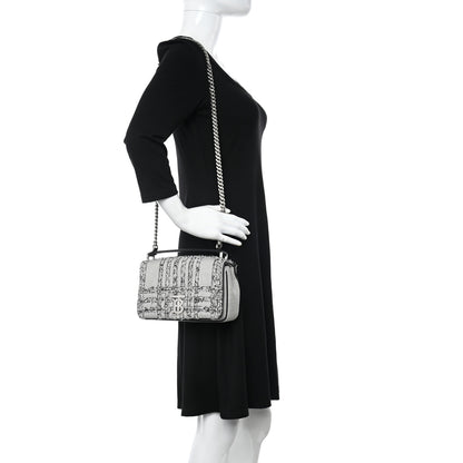 Burberry Lambskin Needle Punch Quilted Check Small Lola Bag White Black 2 of 10