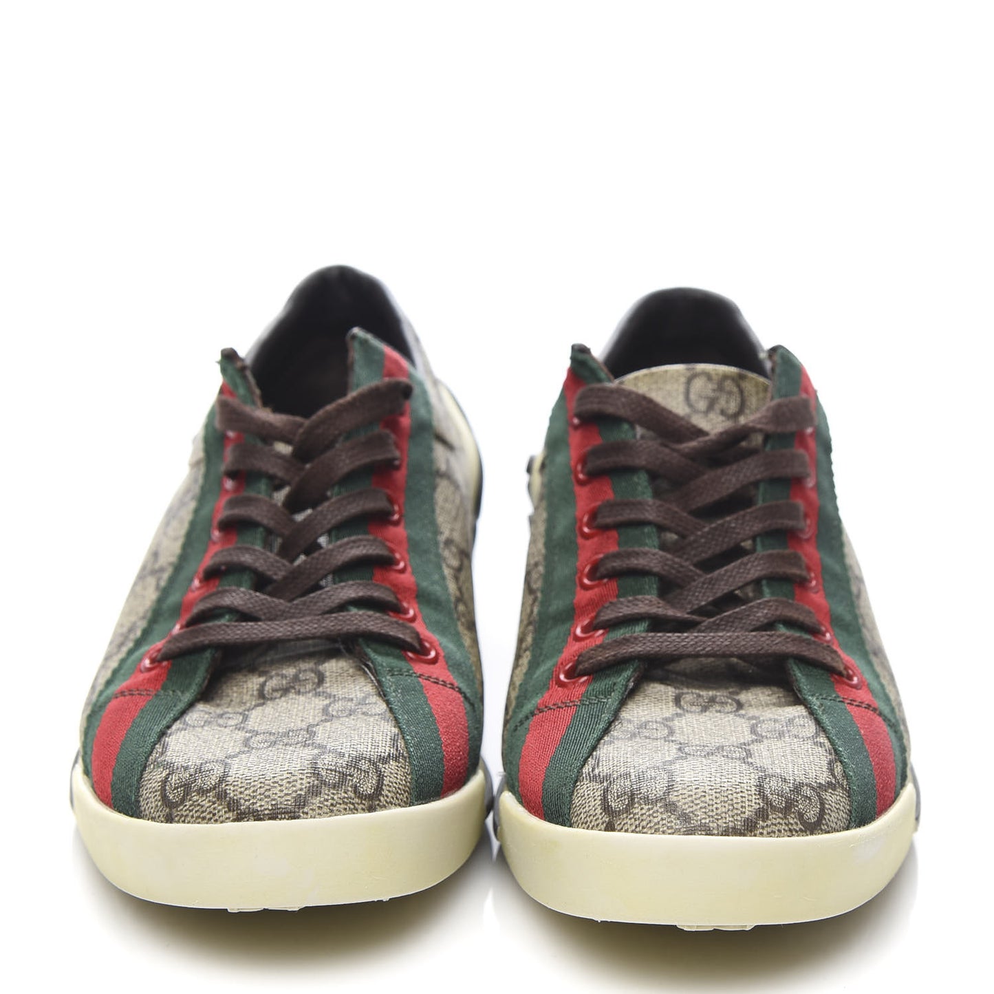 GG Monogram Web Womens Script Sneakers 37 Brown