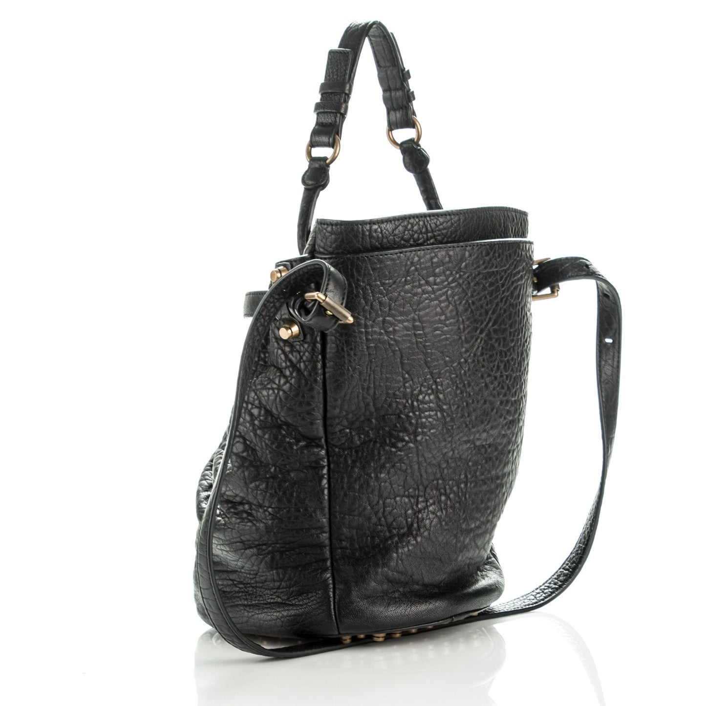Pebbled Lambskin Diego Bucket Black