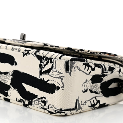 Chanel Canvas Coco Icons Medium Double Flap Black White 10 of 10