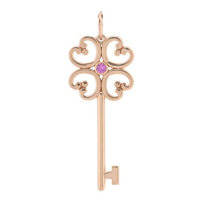 Tiffany 18K Rose Gold Pink Sapphire Quatra Key Pendant 1 of 4