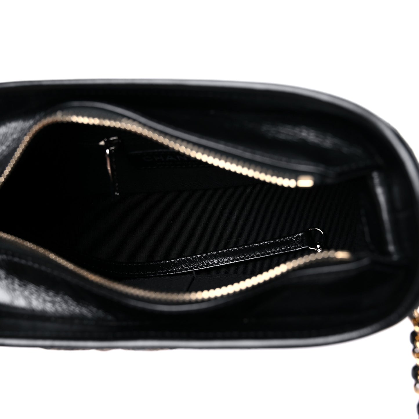 Metallic Crumpled Goatskin Quilted Small Gabrielle Hobo Black Gold